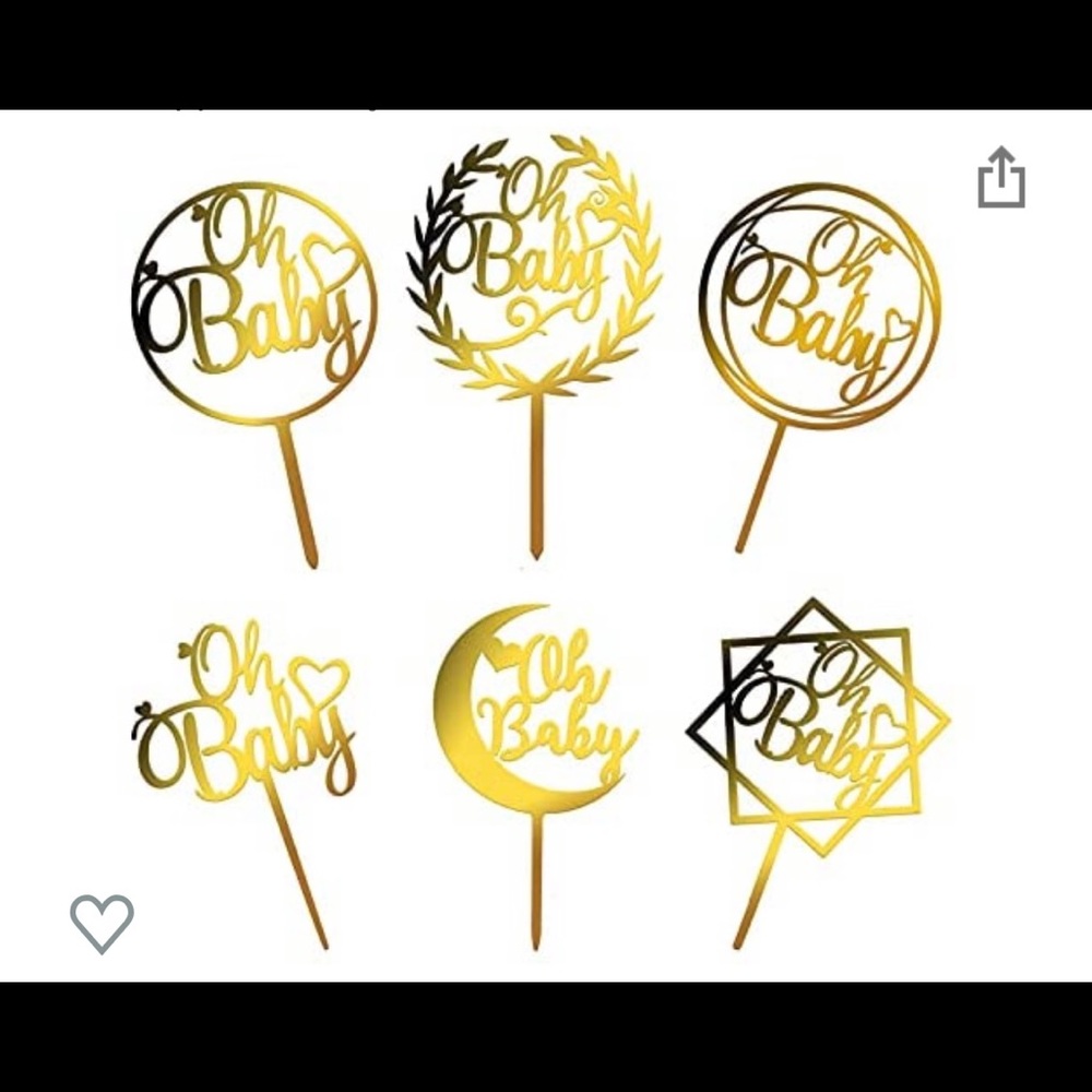 Set of 6 Oh Baby Cake Toppers